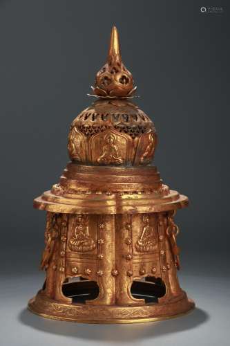 : copper mine loader gold Buddha grain fragrantSize: 20 cm w...