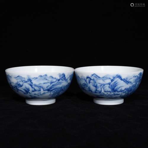 Porcelain industry company with a pair of blue and white lan...