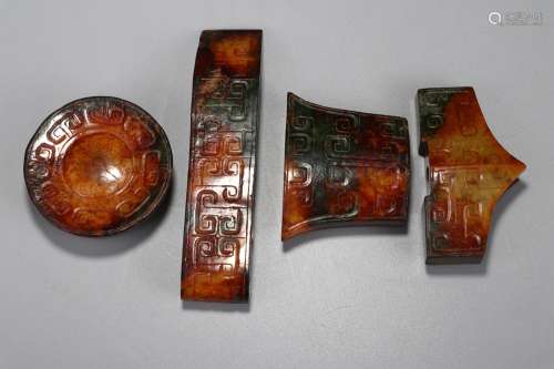 : act the role of four pieces of a set of hetian jade belt o...