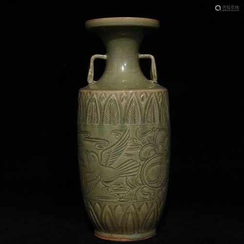 Yao state kiln carved flowers and birds grain double bottle ...