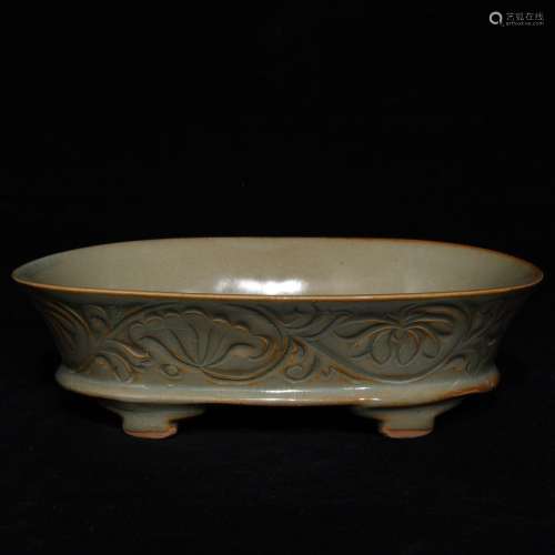 Yao state kiln carved flower grain 6.8 x23.6 narcissus basin