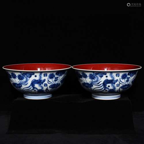 Blue and the red fish algae 10 x22 green-splashed bowls