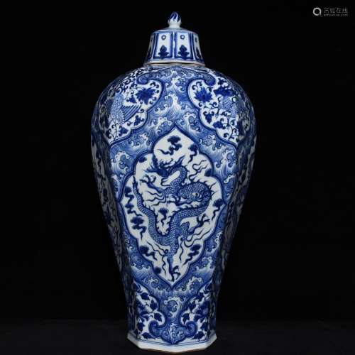 Blue and white dragon eight Fang Mei 50 x25 bottle