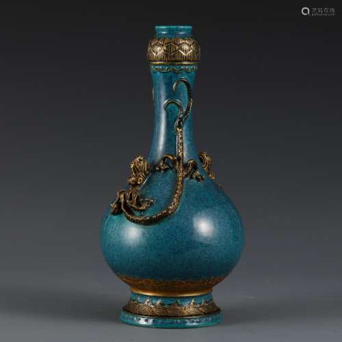 , blue glaze colour animal print bottleSize, 26.5 diameter i...