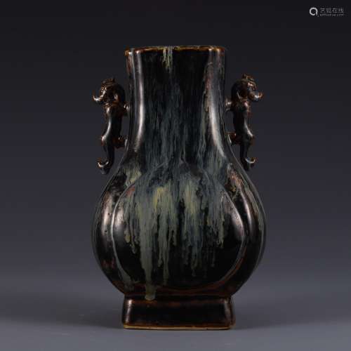 , glaze vase with a double beastSize, high 24.3 13.8 11.5 cm...