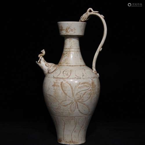 29.8 x15 kiln carved flower grain longfeng pot