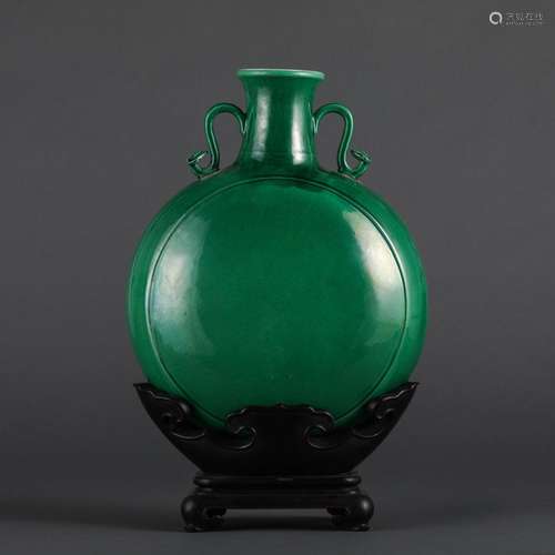 Malachite green glaze with ear flat bottles (with wooden)Siz...