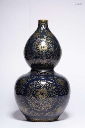 , "" blue glaze colour pattern gourd bottle treasu...