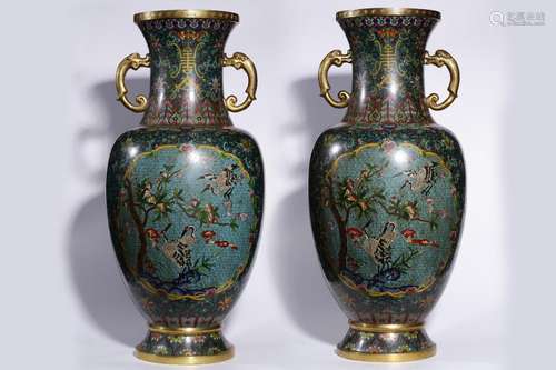 , "big" copper padding cloisonne enamel fu lu shou...