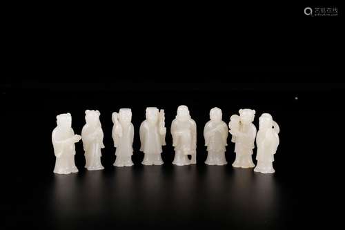 Furnishing articles, hotan jade the eight immortals characte...