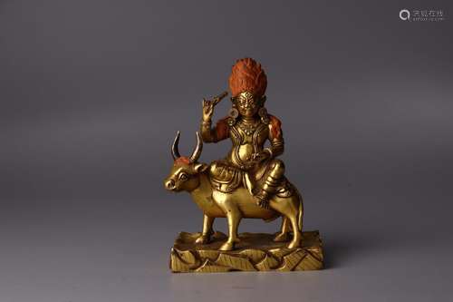 : copper and gold auspicious tien's statueLong and 10.5 ...