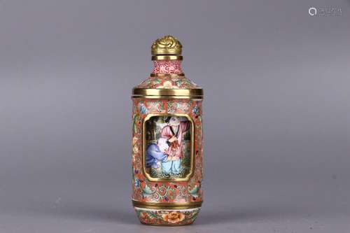 : "" copper foetus painted enamel YingXiWen snuff ...