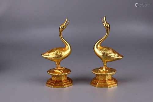 : copper and gold treasure duck furnishing articles of a cou...