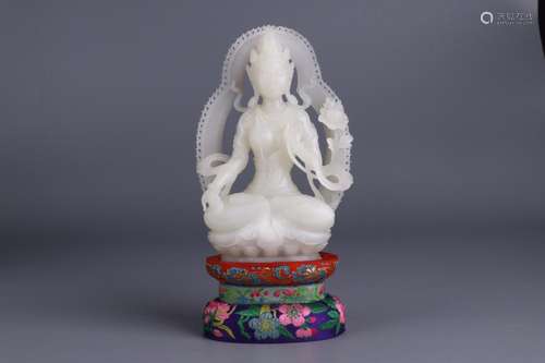 : hetian jade lotus guanyin cave17 cm long, 11 cm high 4.5 c...