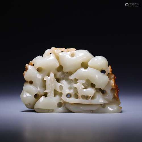 Deer, hetian jade fairy longevity dashanzi furnishing articl...