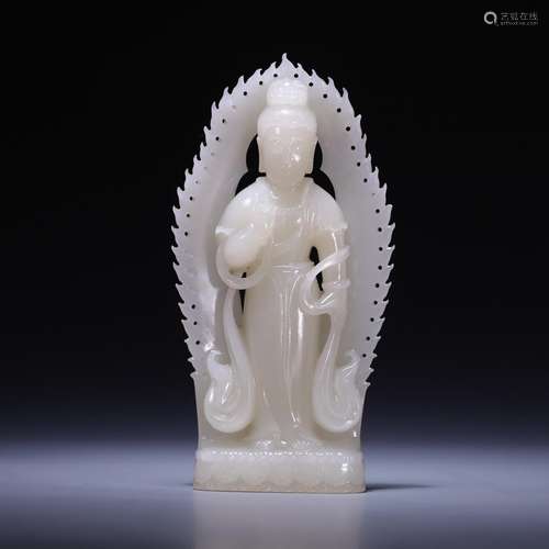 Hetian jade guanyin stand like, size: 11.8 * * * * 6.0 1.8 c...