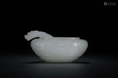 : hetian jade beast grain low water jar49.2 grams, 5.5 CM wi...