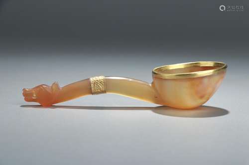 Liao : agate animal heads spoon plated with goldSize: 2.2 cm...