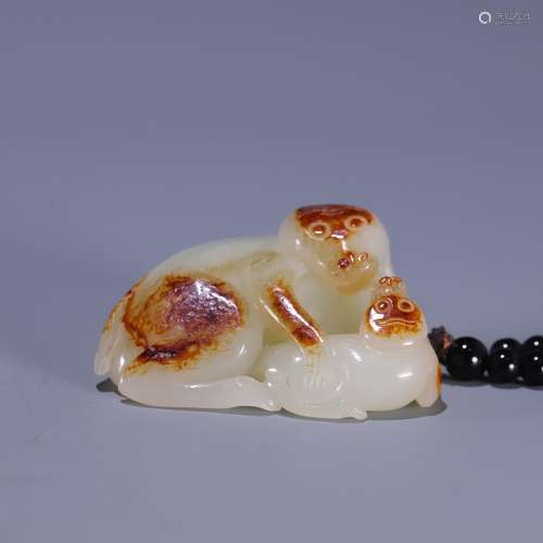 , hetian jade monkey put pieces, size: 5.7 * * * * 4.3 3.0 c...