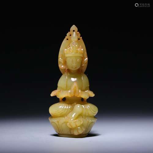 , hotan topaz carry guanyin, size: 7.9 * * * * 3.5 2.8 cm, 6...