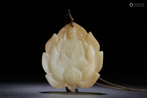 , hotan white jade Buddha lotus shape5.5 cm long, 4.8 cm wid...