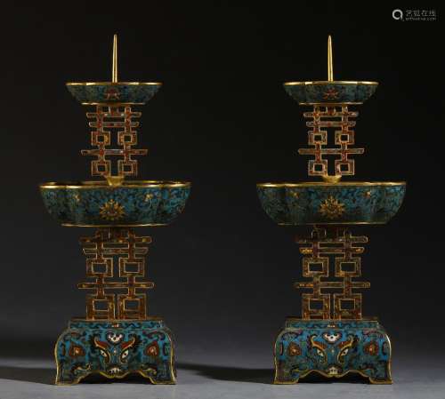 Happy character: wire inlay enamel candlestick a pairSpecifi...