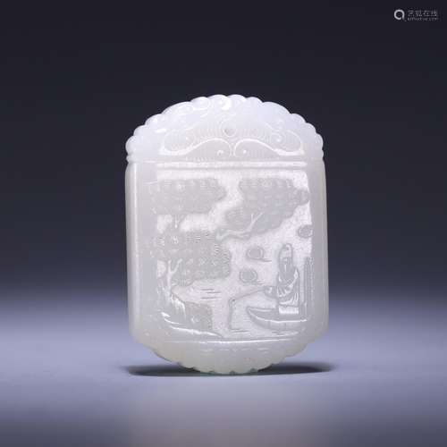 Hetian jade figure of poetry, size: 5.2 * * * * 3.8 1.0 cm, ...