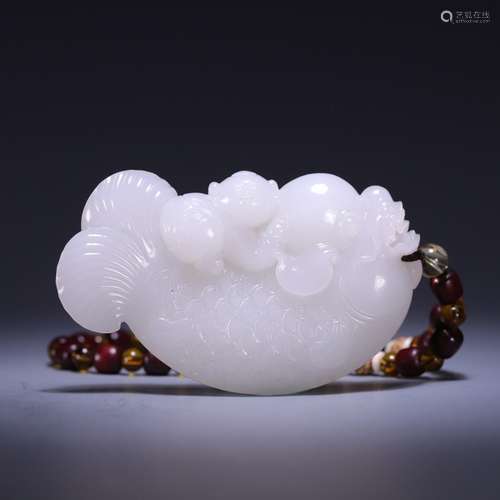 Hetian jade fish dragon, size: 9.2 * * * * 5.5 1.8 cm, 138.1...