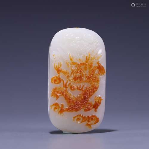 , hotan jade dragon half buckle, size: 6.7 * * * * 3.6 2.1 c...