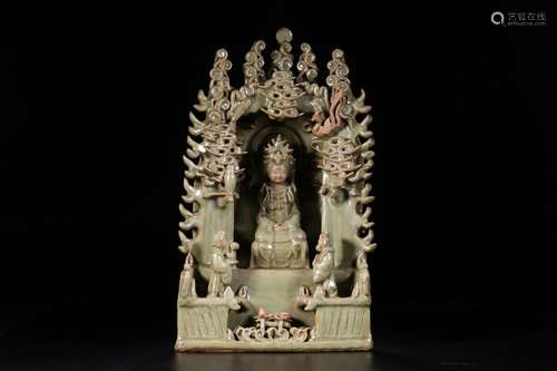 Recess, longquan celadon glaze guanyin boySize: high 38 23 c...