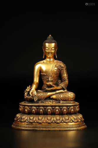 : copper and gold medicine guru Buddha's statueSize: 25....