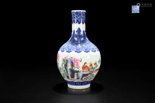 Blue and white medallion poem lines bottle two birdsSize 12 ...