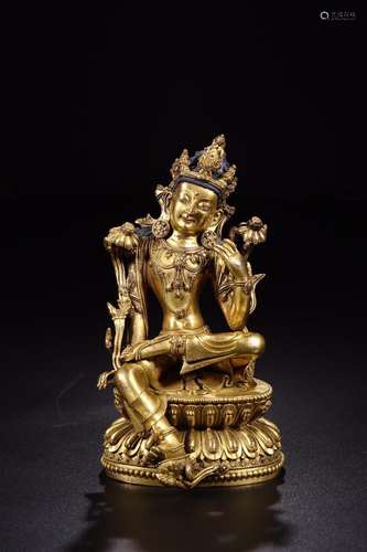 : copper and gold tara's statueSize: 11 cm wide 10 cm lo...