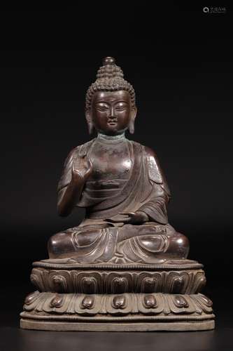 , copper Buddha statueSize: 26.5 * 36.5 weighs 8810 gThe sta...