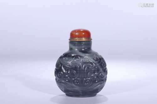 : hetian jade green seeds, ruyi wen snuff bottlesSize: 7.6 c...