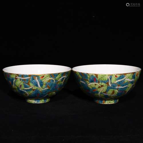 Jindi pastel silkworm figure bowl, high caliber 14.5 7,