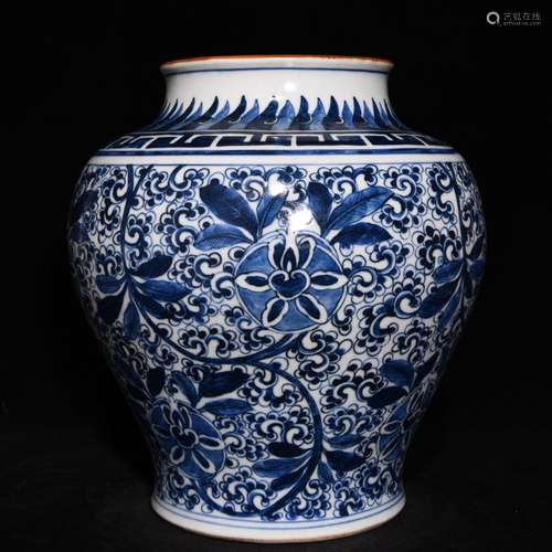 Blue and white tie up flower grain tank, branch height 30 di...