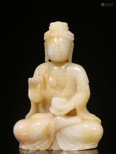 . Hetian jade carved Buddha had cave furnishing articlesSize...