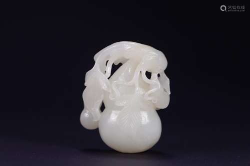 Hetian jade seed makings gourd carving, jade, hollow out met...