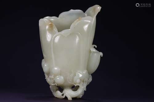 Hetian jade lotus flower, hetian jade with furnishing articl...