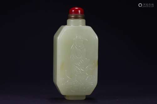 Hetian jade snuff bottle closely, oily, jade is exquisite, t...