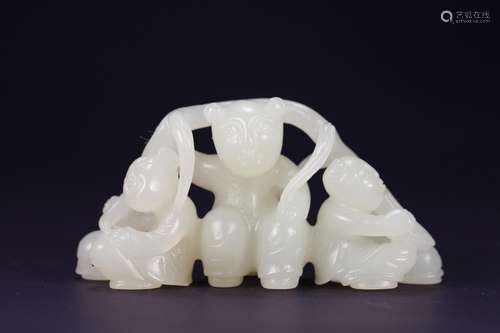 Hetian jade carving the lad, the quality of the jade jade, o...