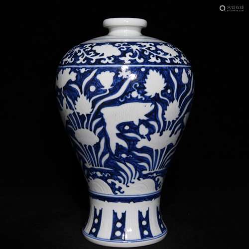 Blue and white for white fish grain mei bottle 31.5 x20