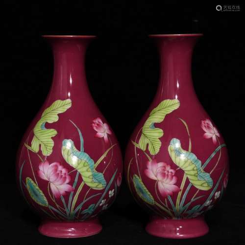 Carmine pastel lotus patterns okho spring bottle, high diame...