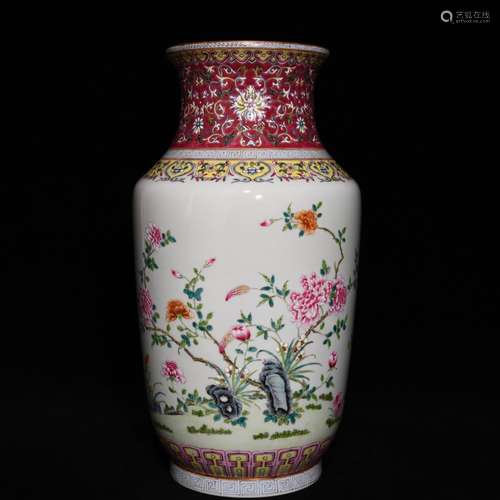 Pastel flowers grain bottle, high 32 diameter 17,