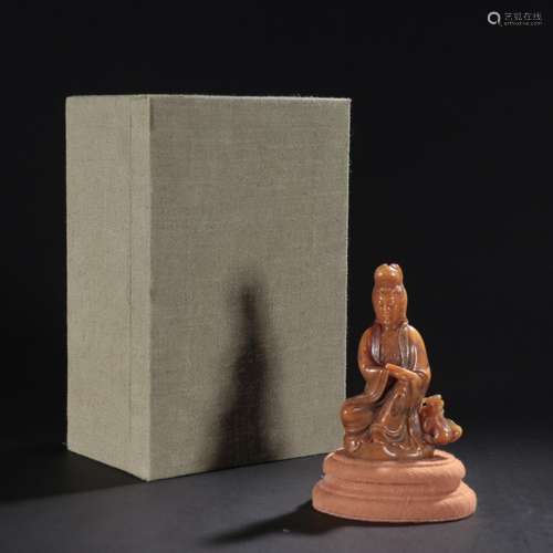 - field-yellow stone scroll guanyin furnishing articlesSpeci...