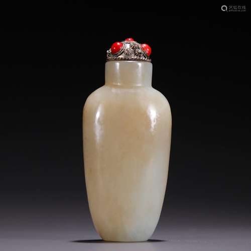 Old hetian jade, element face snuff bottlesSpecification: hi...