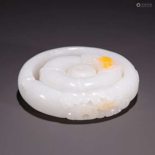 Hetian jade, seed makings carved jade bracelet clasp jade pe...