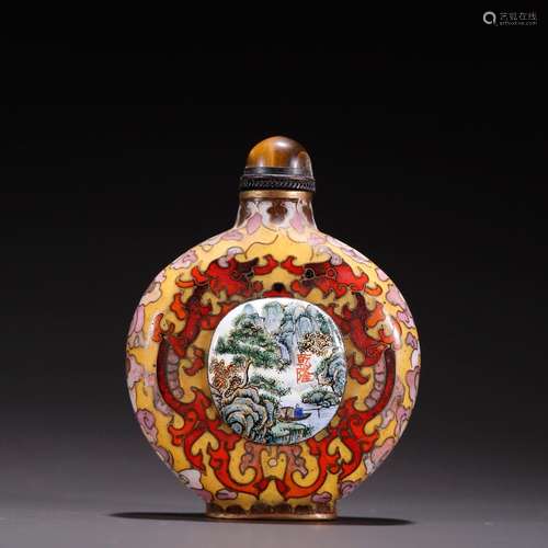 Wire, copper padding enamel color landscape snuff bottlesSpe...