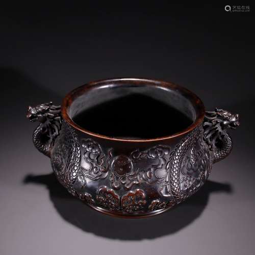 Old cupreous embryo dragon ear incense burnerSpecification: ...